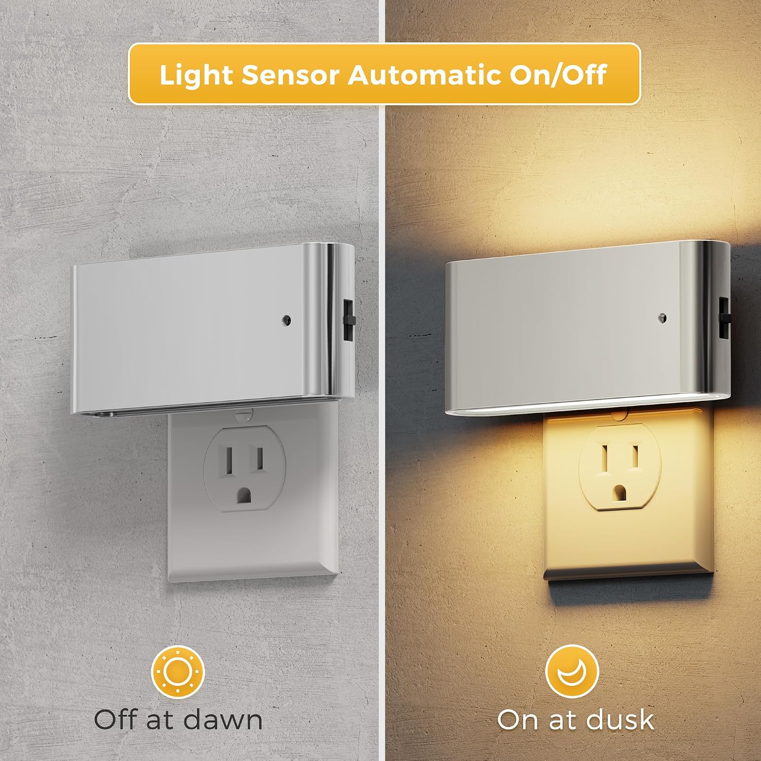 L LOHAS LED Night Light, 2 Pack Dimmable Modern LED Night Lights Plug into Wall, Dusk to Dawn Sensor Night Lights for Kid, 0-100LM 3000K…