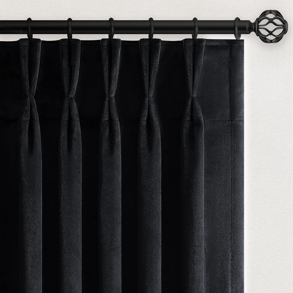 Drapenova 96 Inches Long Black Velvet Blackout Curtains 2 Panels Super Soft Velvet Luxury Thermal Insulated Light Blocking Privacy P…