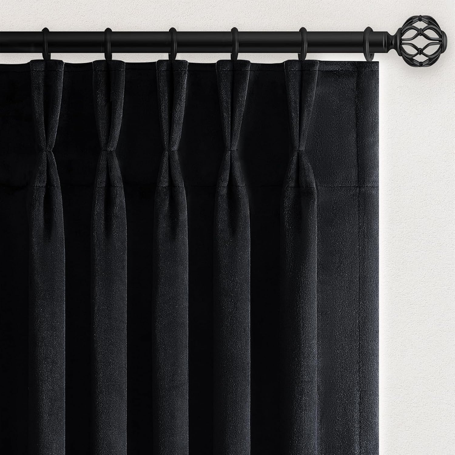 Drapenova 96 Inches Long Black Velvet Blackout Curtains 2 Panels Super Soft Velvet Luxury Thermal Insulated Light Blocking Privacy P…