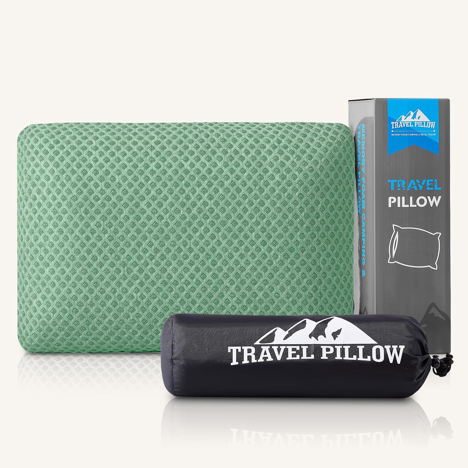 Peujew Travel Pillow Memory Foam Pillows, Camping Pillow-Compressible Medium Firm, Breathable Cover, Ideal Backpacking Hiking, Bed Pillows,…