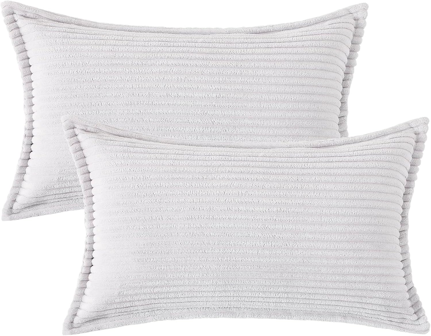 Mecatny Corduroy Summer Throw Pillow Covers 12x20 Set of 2, Neutral Decorative Soft Boho Lumbar Couch Pillow Covers with Broadside for…
