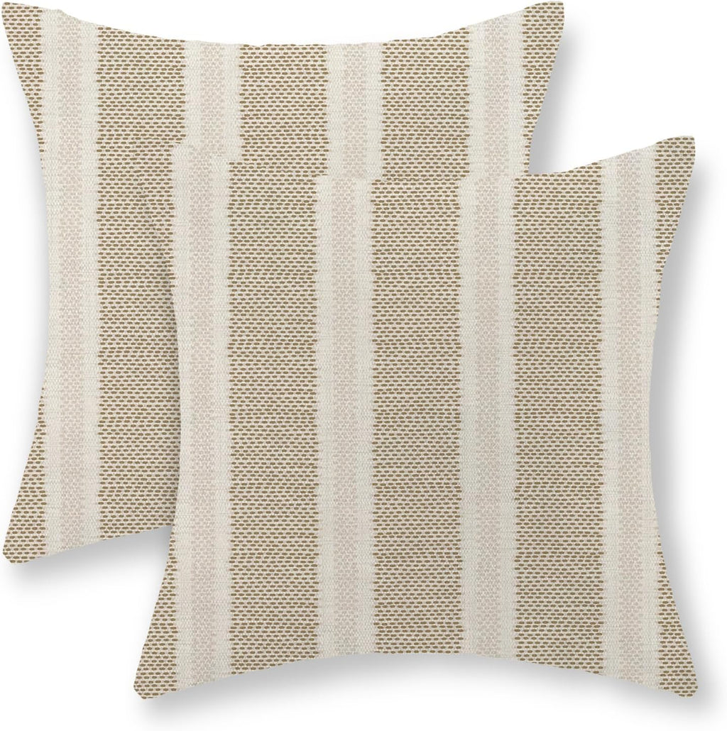 Tan Khaki Polka Dot Pillow Covers 18 x 18 Set of 2 Boho Striped Decorative Throw Pillows Modern Abstract Geometry Decor Outdoor Pillow…