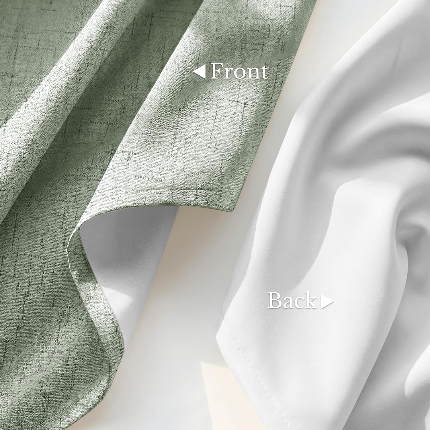 Nicetown 100% Blackout Linen Sage Green Curtains 96 inches Long, White Liner Composite Grommet Thermal Drapes Home Decor Window Treatments…