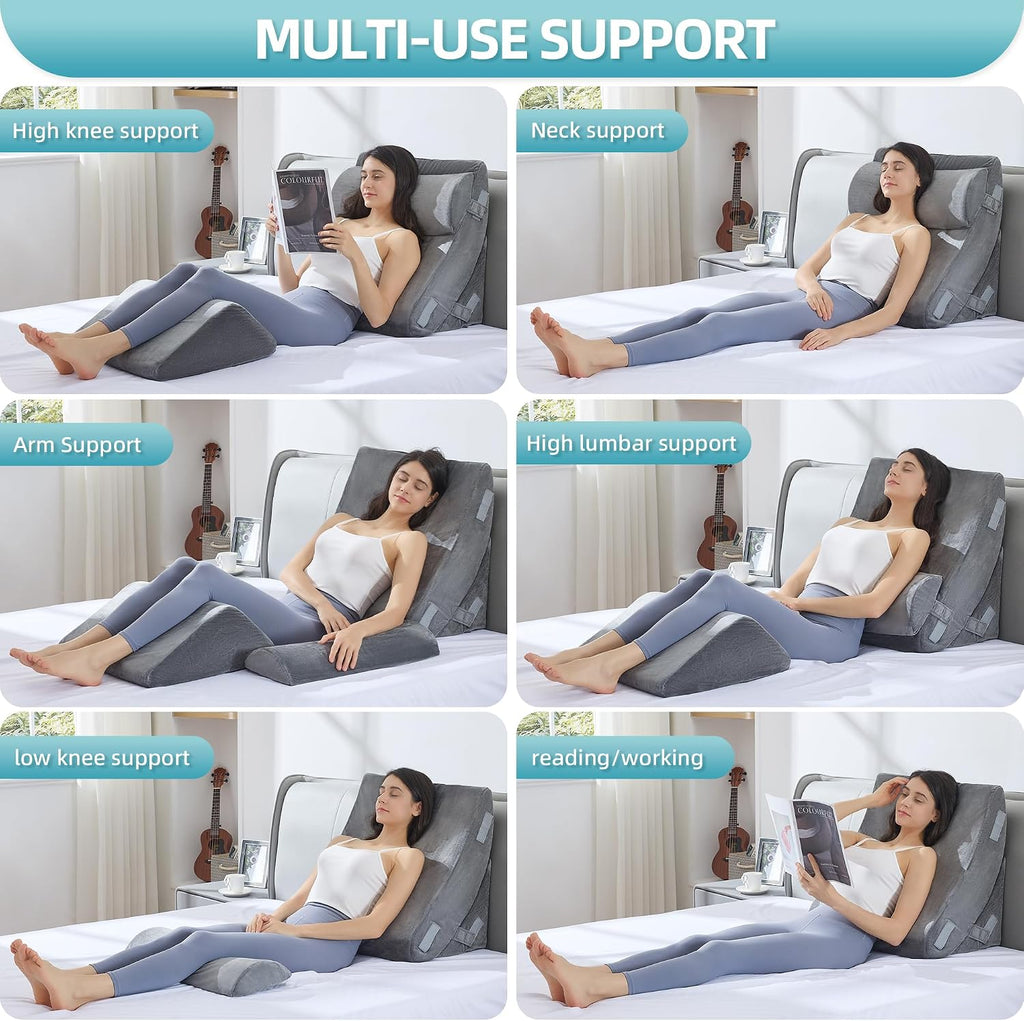 KINGFUN-Anexcitingoption Kingfun 4pcs Orthopedic Bed Wedge Pillow Set for Sleeping, Memory Foam for Sleeping, Breathable Triangle Pillow Wed…