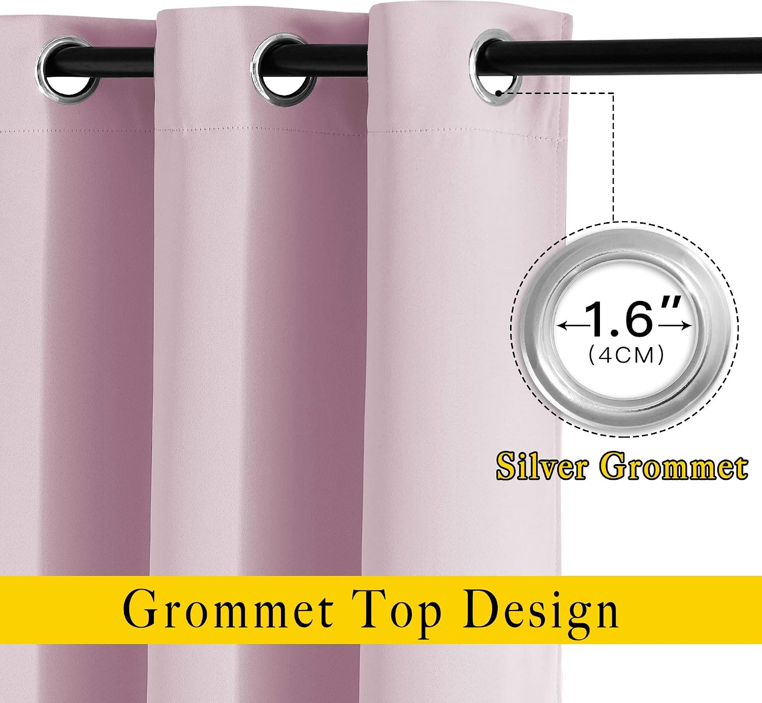 Nicetown Bedroom Curtains Room Darkening Draperies - Room Darkening Drapes/Panels for Bedroom, Grommet Top 2-Pack, Lavender Pink, 52 x 54 i…
