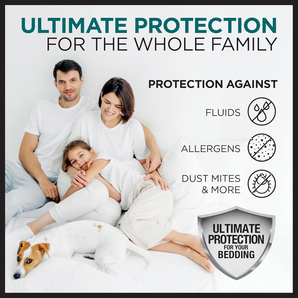 Protect-A-Bed AllerZip Queen 20" x 30" Pillow Protectors (Set of 2), Bed Bug and Dust Mite Proof, Noiseless and Odor-Resistant Pillow Cover…