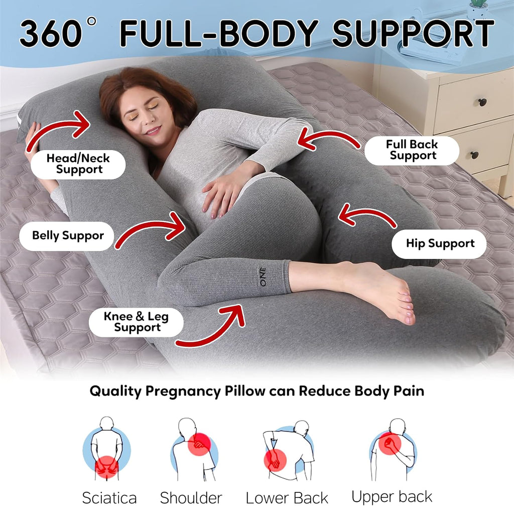 U-Shaped Pregnancy Pillow for Sleeping, Full Body Support for Back, HIPS & Belly -65 Inch Maternity Pillow with Machine Washable Cover |…