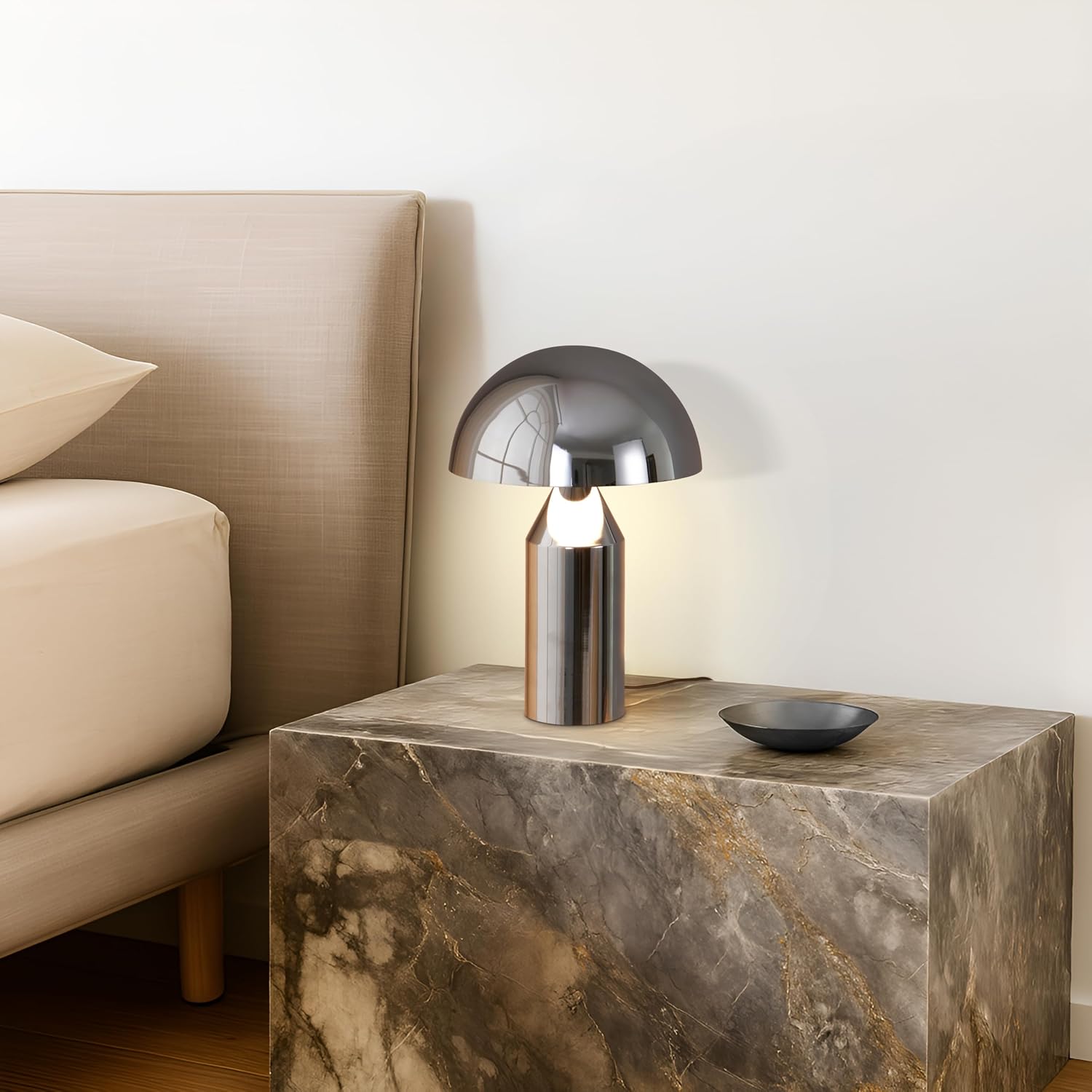 Brightech Venus 14" Globe Table Lamp – Modern Mid-Century Lamp with Golden Metal Shade – Nightstand, Bedside, Desk & Accent Table…