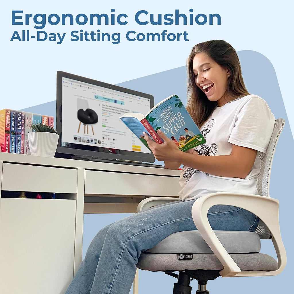 5Starsunited 5 STARS UNITED Donut Pillow Hemorrhoid Tailbone Cushion – Large Floor Cushion for – Coccyx, Prostate, Sciatica, Pelvic Floor,…