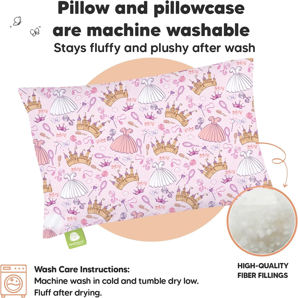 Toddler Pillow with Pillowcase - 13x18 My Little Dreamy Kids Travel Bed Pillows for Sleeping, Organic Cotton Small Pillowcase, Soft &…