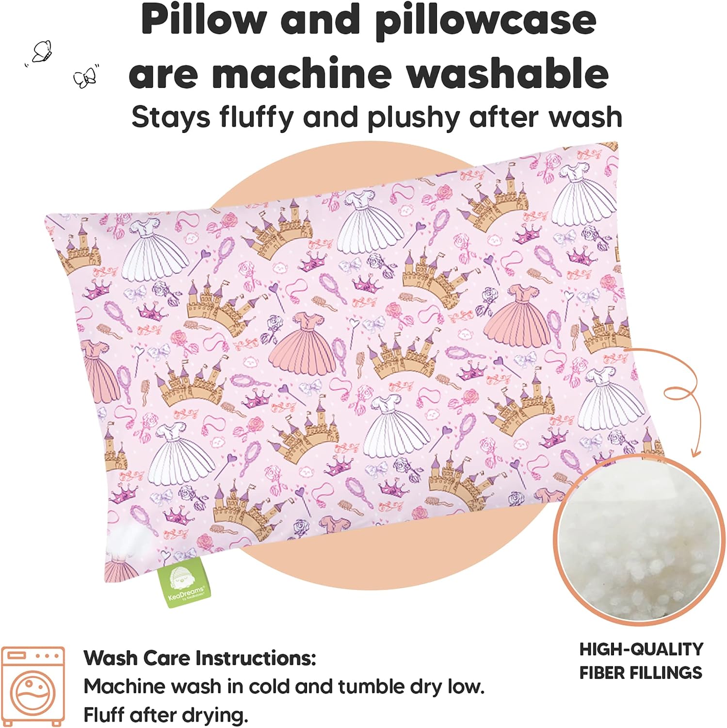 Toddler Pillow with Pillowcase - 13x18 My Little Dreamy Kids Travel Bed Pillows for Sleeping, Organic Cotton Small Pillowcase, Soft &…
