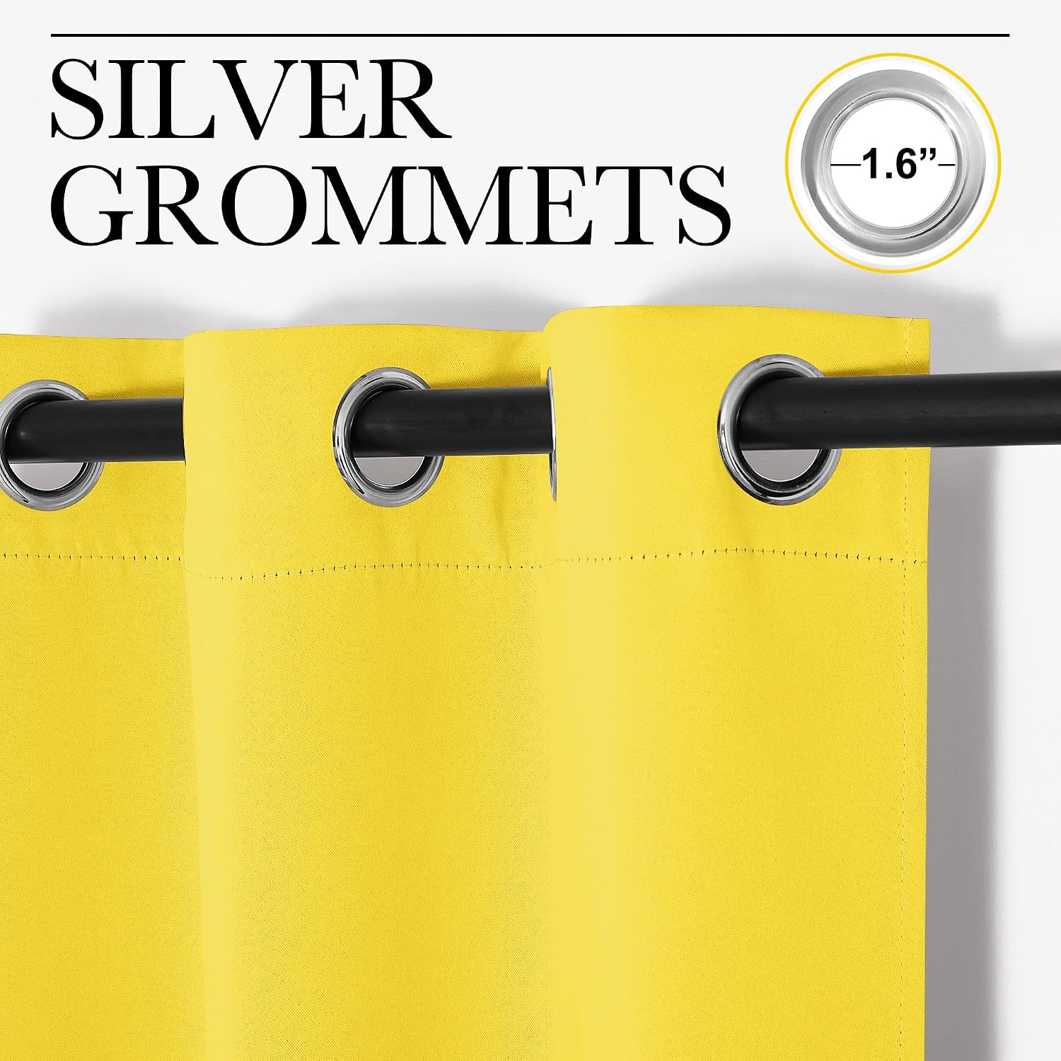NICETOWN 84 inches Curtains for Office and Theater, Thermal Insulated Solid Grommet Drapes for Living Room (Bright Yellow, 1 Pair, 42…