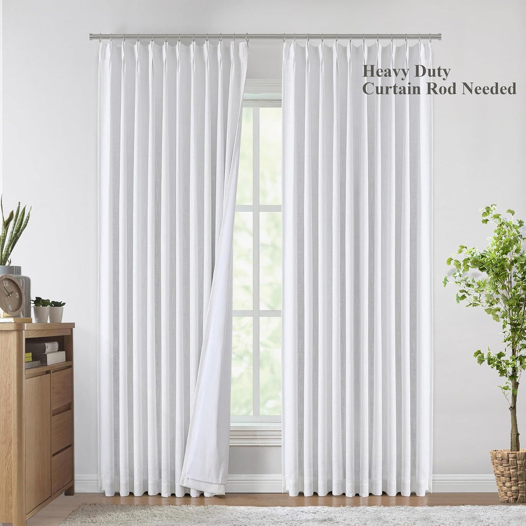 VisionHome Vision Home White Pinch Pleated Full Blackout Curtains 60 inch Wide Thermal Insulated Window Curtains 84 inch for Living Room Be…