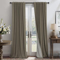 Pitalk Linen Brown Curtains for Bedroom 84 Inch Long 2 Panel Burg 100% Blackout Back Tab Pleated Look Drape Light Blocking Thermal Insulate…