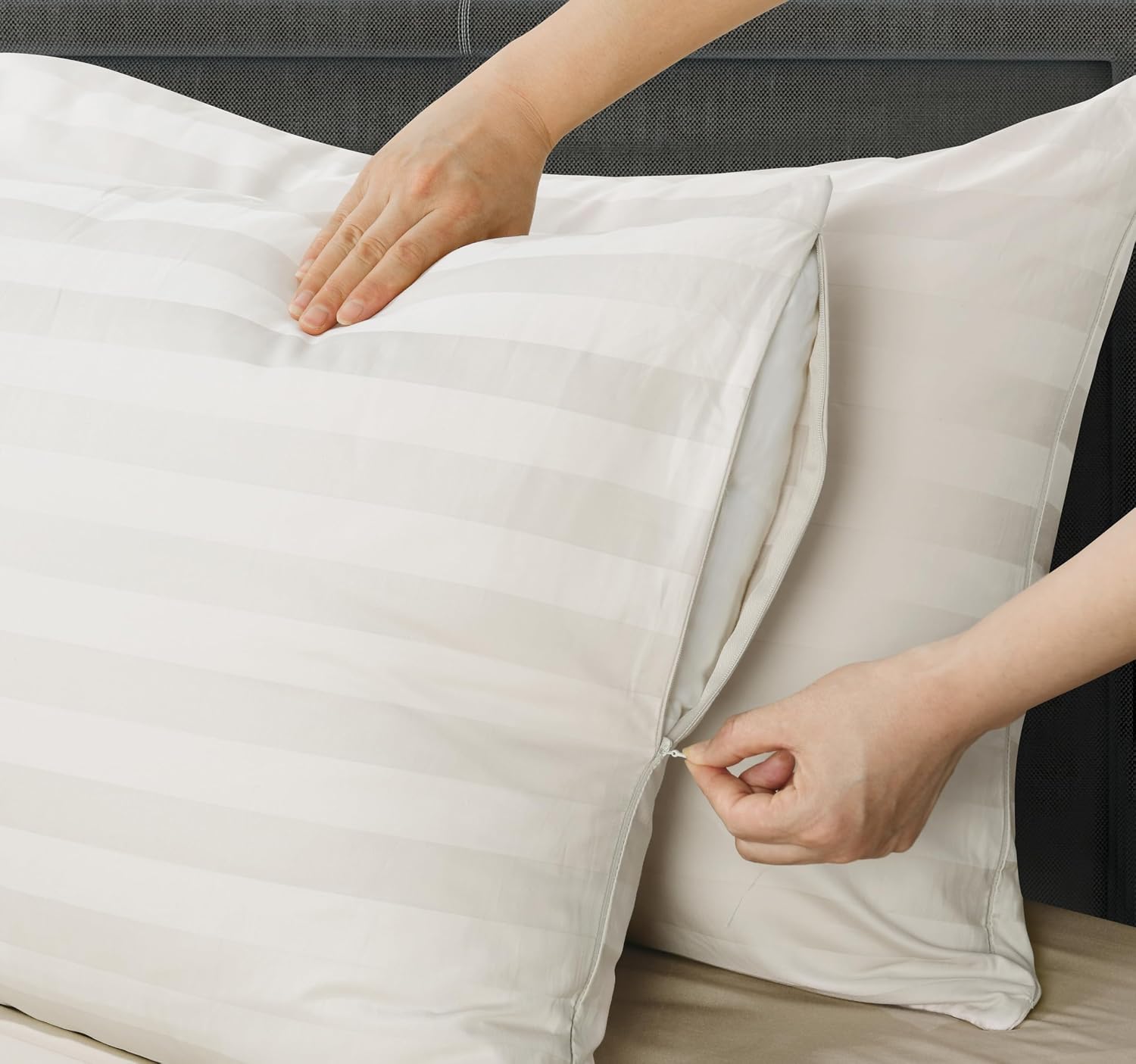 ShunjieHome 4 Pack 100% Egyptian Cotton King Pillow Protector with Hidden Zipper, 400 Thread Count Pillow Covers, Sateen Weave Cooling Bed…