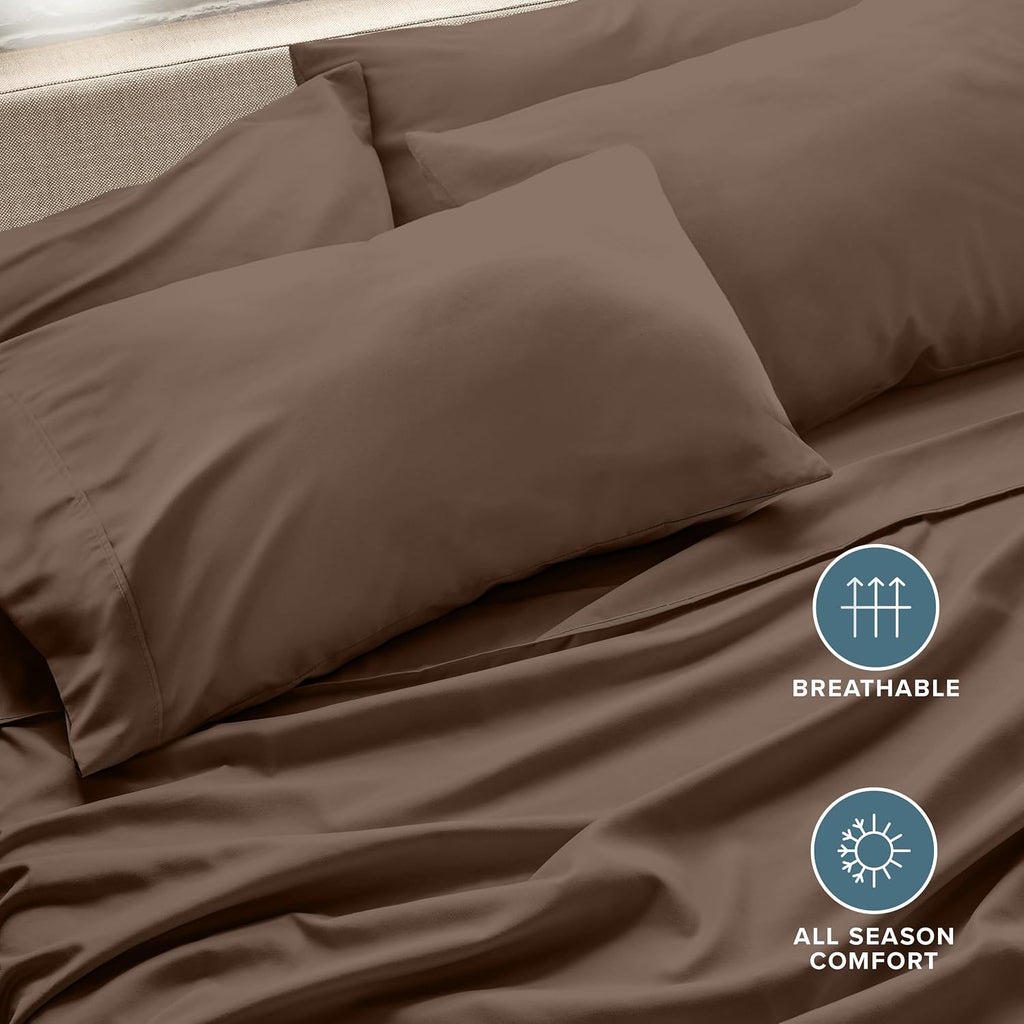 BareHome Bare Home Microfiber 4 Pack Standard/Queen Pillowcases, Cocoa, 20x30 4 Pack