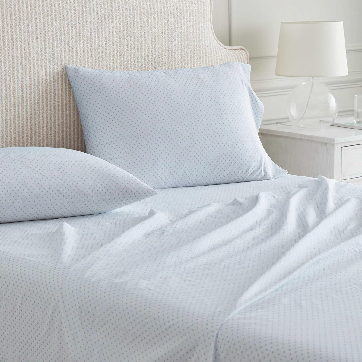 MarthaStewart Martha Stewart - Queen Size Sheets Set, Crisp & Tailored Cooling Sheets with a Naturally Smooth Cotton Percale Lightweight Fe…