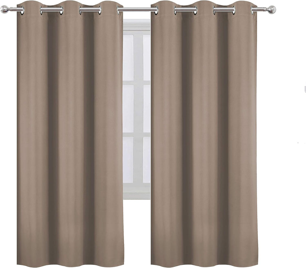 Lemomo Cappuccino Thermal Blackout Curtains/42 x 72 Inch/Set of 2 Panels Room Darkening Curtains for Bedroom 72 Inch silver
