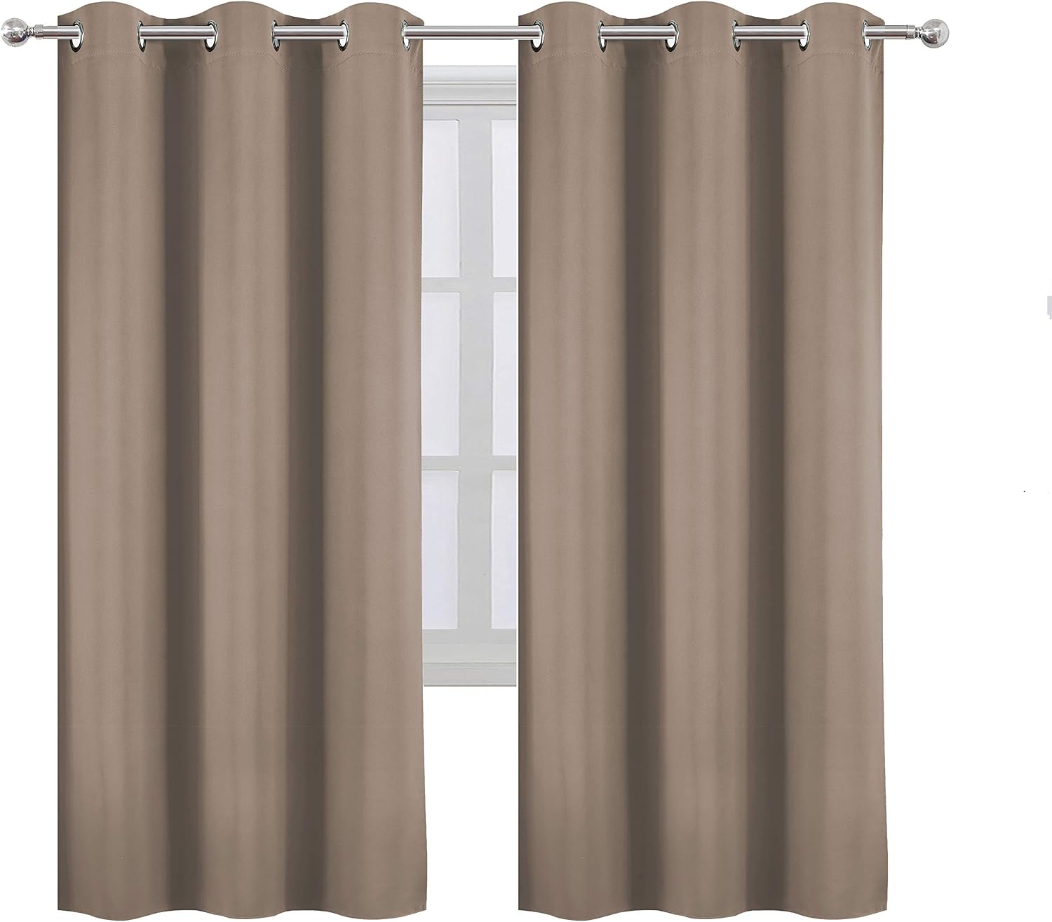 Lemomo Cappuccino Thermal Blackout Curtains/42 x 72 Inch/Set of 2 Panels Room Darkening Curtains for Bedroom 72 Inch silver