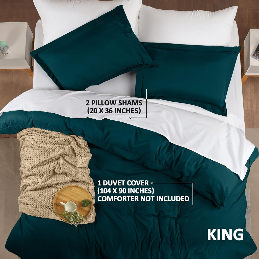 Utopia Bedding Duvet Cover King Size - 3 Piece with Zipper Closure - 1 Comforter Cover 104X90 Inches & 2 Pillow Shams 20X36 Inches (Teal)…