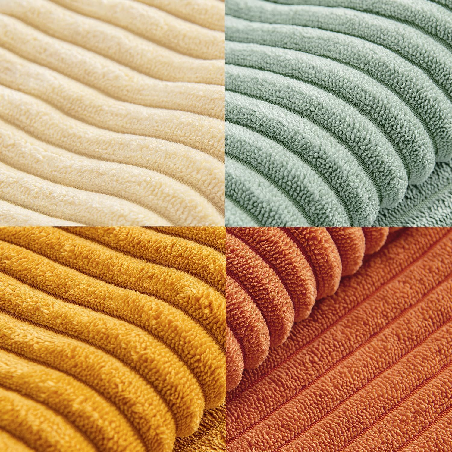 Miulee Teal Orange Decorative Throw Pillow Covers 18x18 Inch Set of 4 Boho Corduroy Striped Cushion Cases Modern Farmhouse Patchwork Pillow…