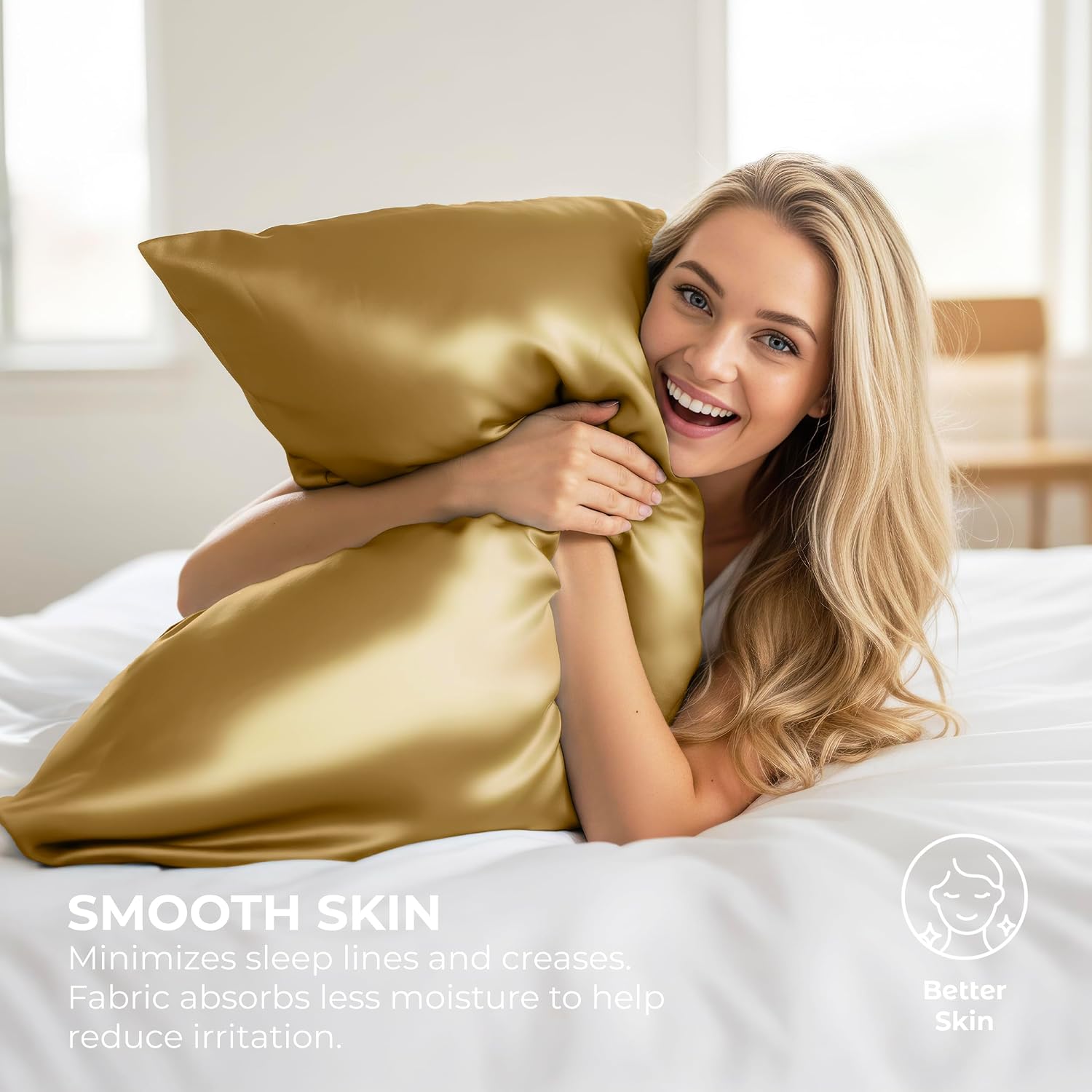 PureBedding Pure Bedding Satin Pillowcase 2 Pack - Queen Size (20"x30", Gold) - Silky Pillow Cases for Hair and Skin - Satin Pillow Covers…