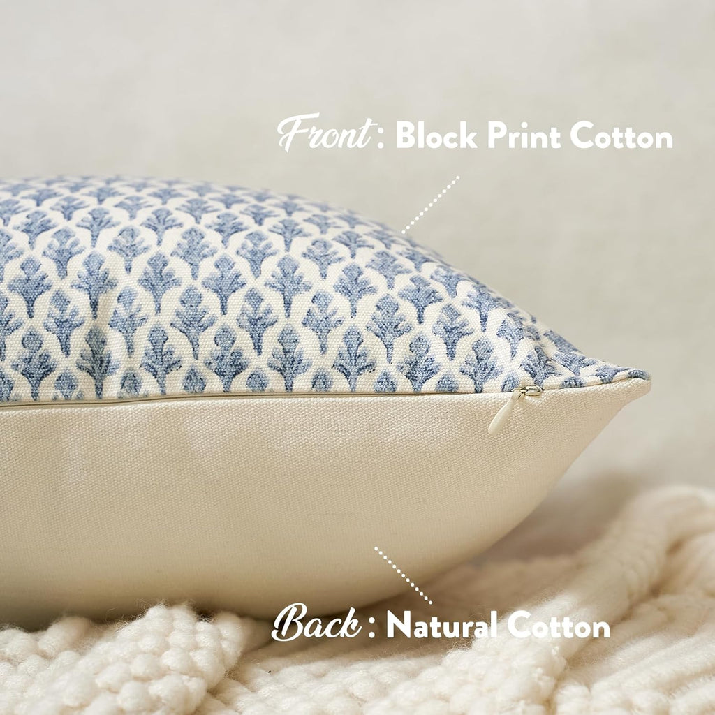 Fiouovohome FIOUOVO Floral Pillow Covers 24x24 Pillow Cover Block Print Couch Pillows for Living Room Decorative Neutral Accent Throw Pillo…