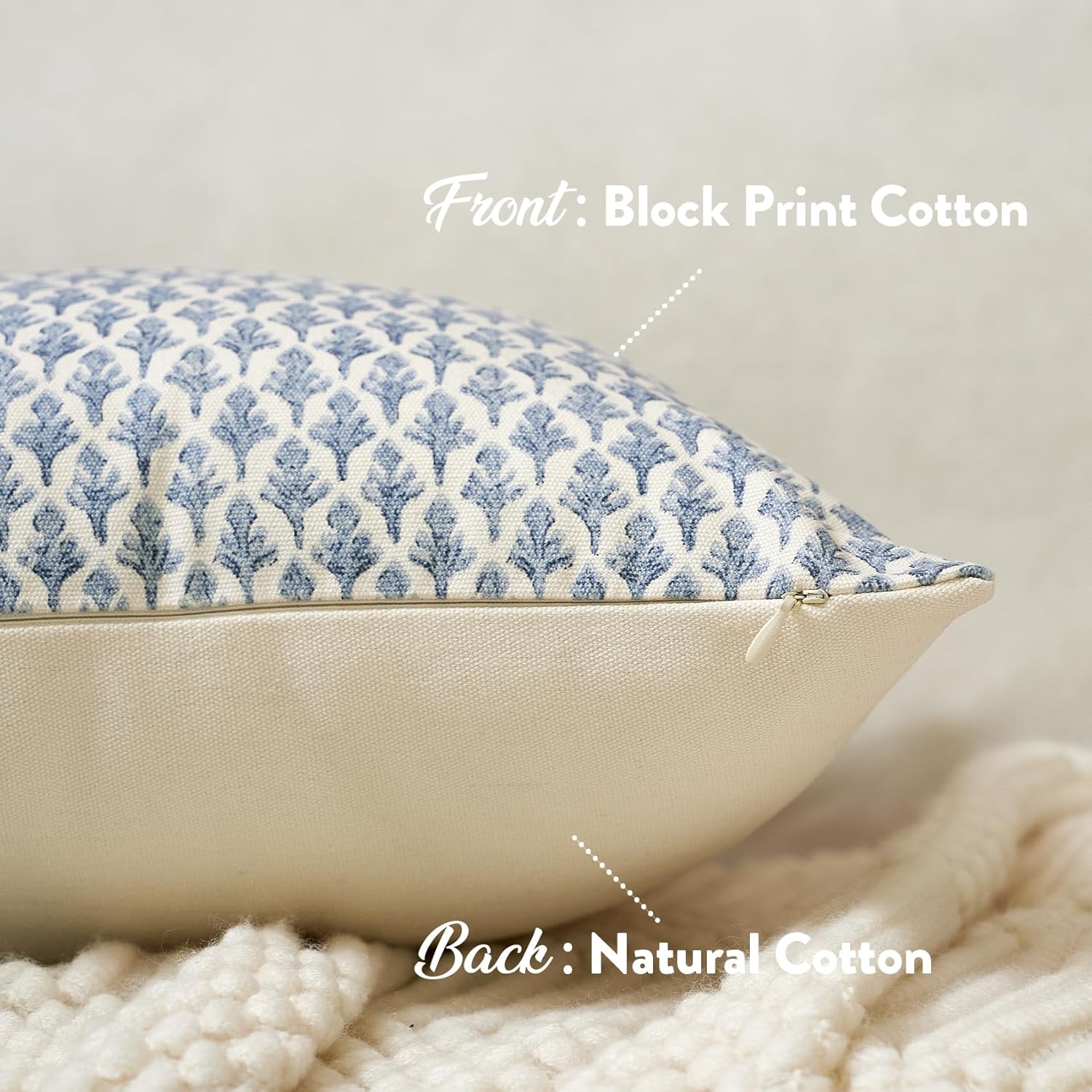 Fiouovohome FIOUOVO Floral Pillow Covers 20x20 Pillow Cover Block Print Couch Pillows for Living Room Decorative Neutral Accent Throw Pillo…