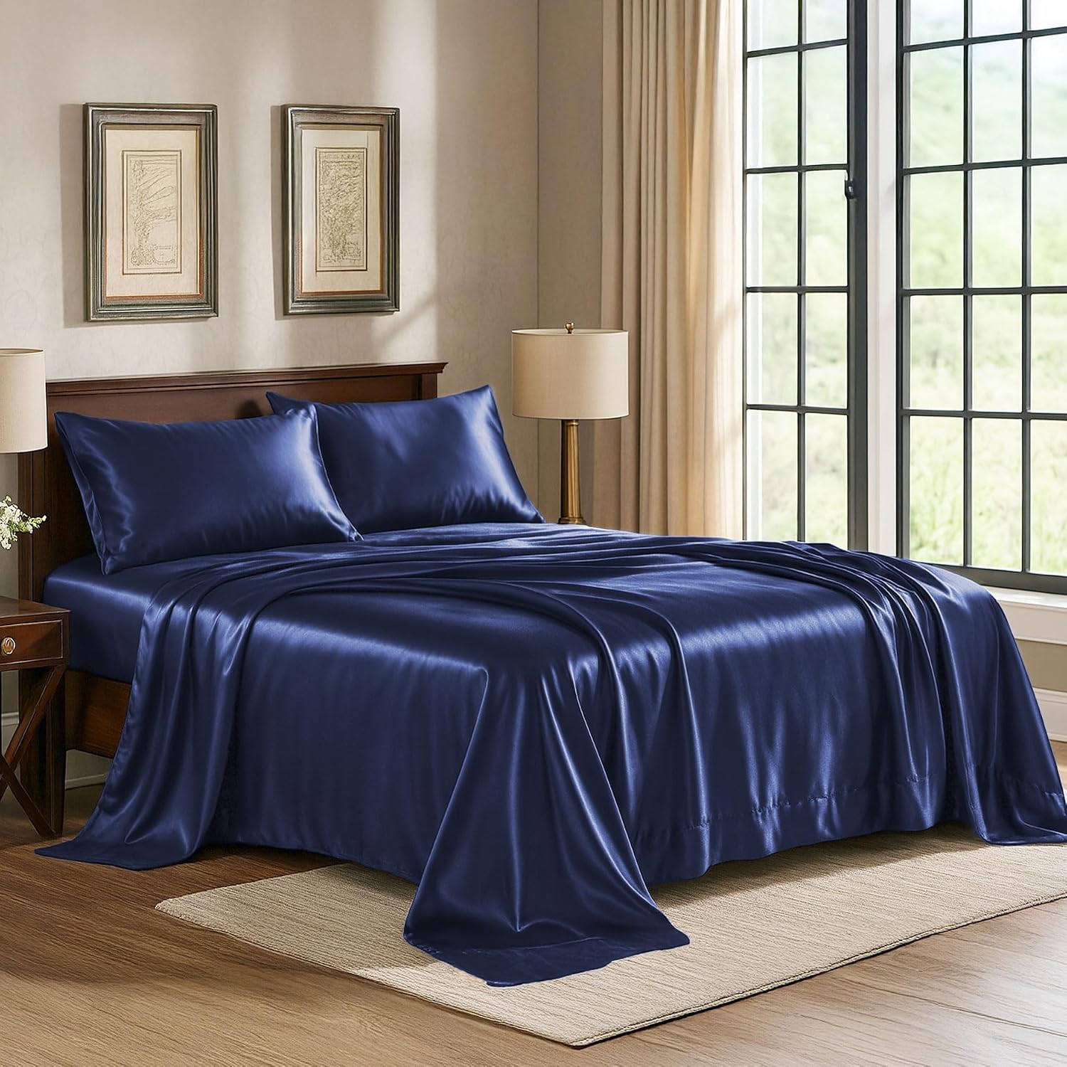 PureBedding Pure Bedding Satin Sheets Full Hotel Luxury Silky Bed Sheets - Extra Soft 1800 Microfiber Sheet Set, Wrinkle, Stain Resistant -…