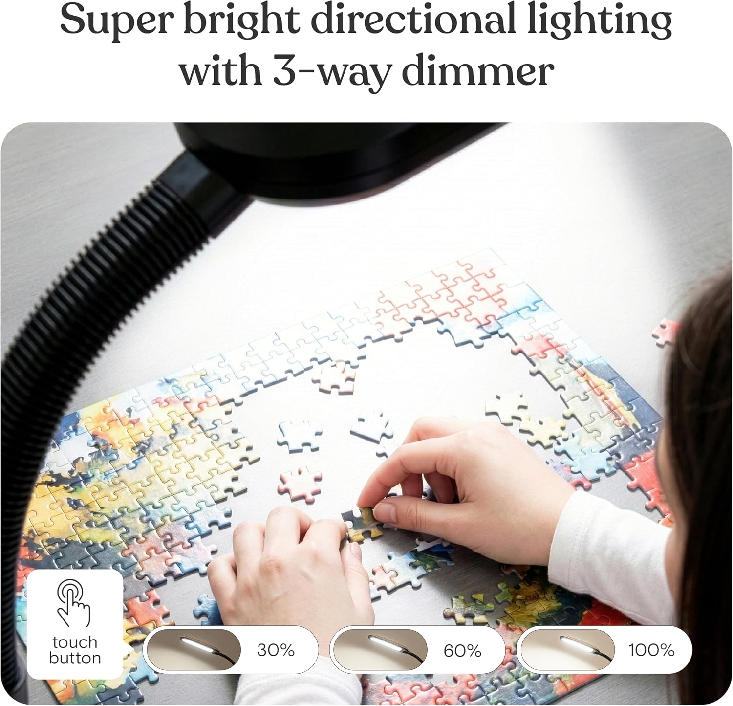 Brightech Litespan - Bright LED Floor Reading Lamp for Over Chair Crafts and Reading, Esthetician Light for Lash Extensions, Gooseneck Adju…