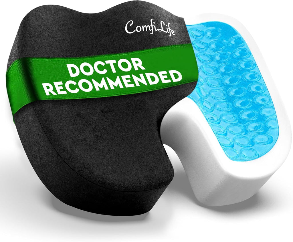 ComfiLife Gel & Memory Foam Seat Cushion – Office Chair Cushion, Car Seat Cushion – Chair Cushions for Back & Sciatica – Seat Cushions for…