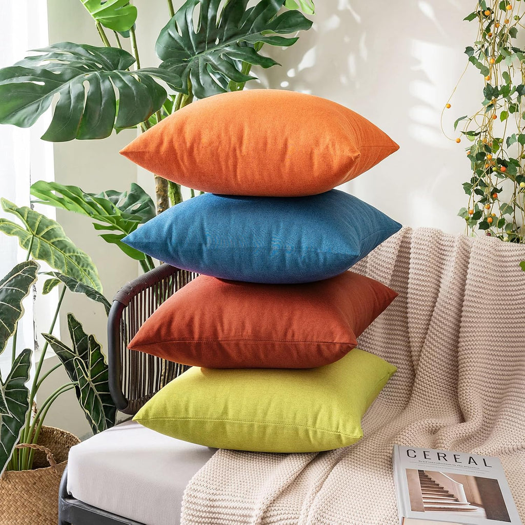 Miulee Pack of 2 Decorative Outdoor Solid Waterproof Throw Pillow Covers Faux Linen Garden Farmhouse Cushion Cases for Summer Patio Tent Ba…