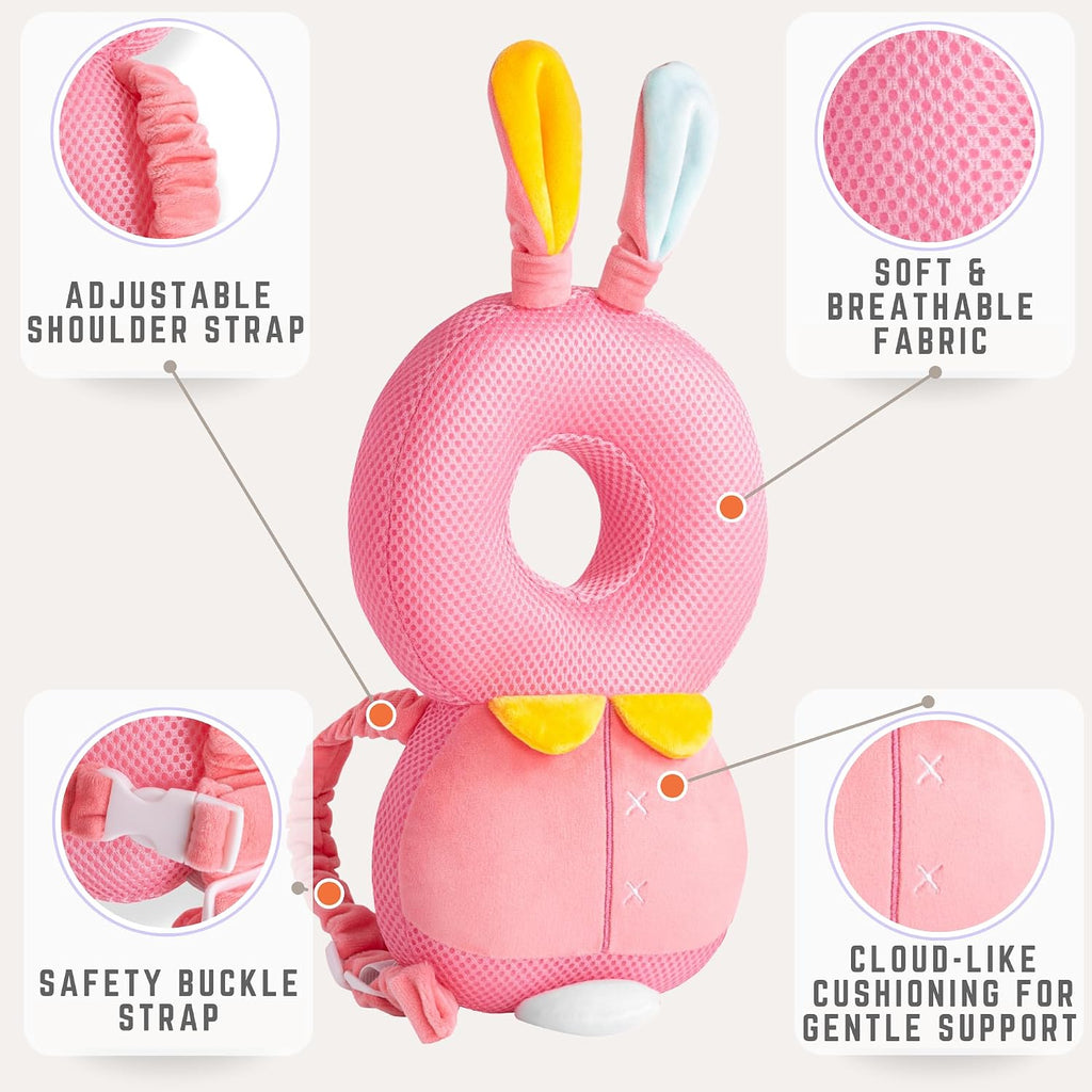 Baby Head Protector Backpack (9 to 24 Months) - Cute Head Guard Pillow with Knee Pads and Socks, Baby Shower Gift, Baby Safety Set…