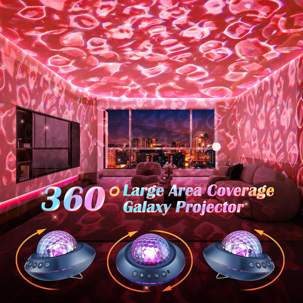 One Fire Ocean Light Projector,15 White Noises & Bluetooth Ambient Lighting, 360° Full Coverage Ceiling Projector Ocean Lamp, Remote…