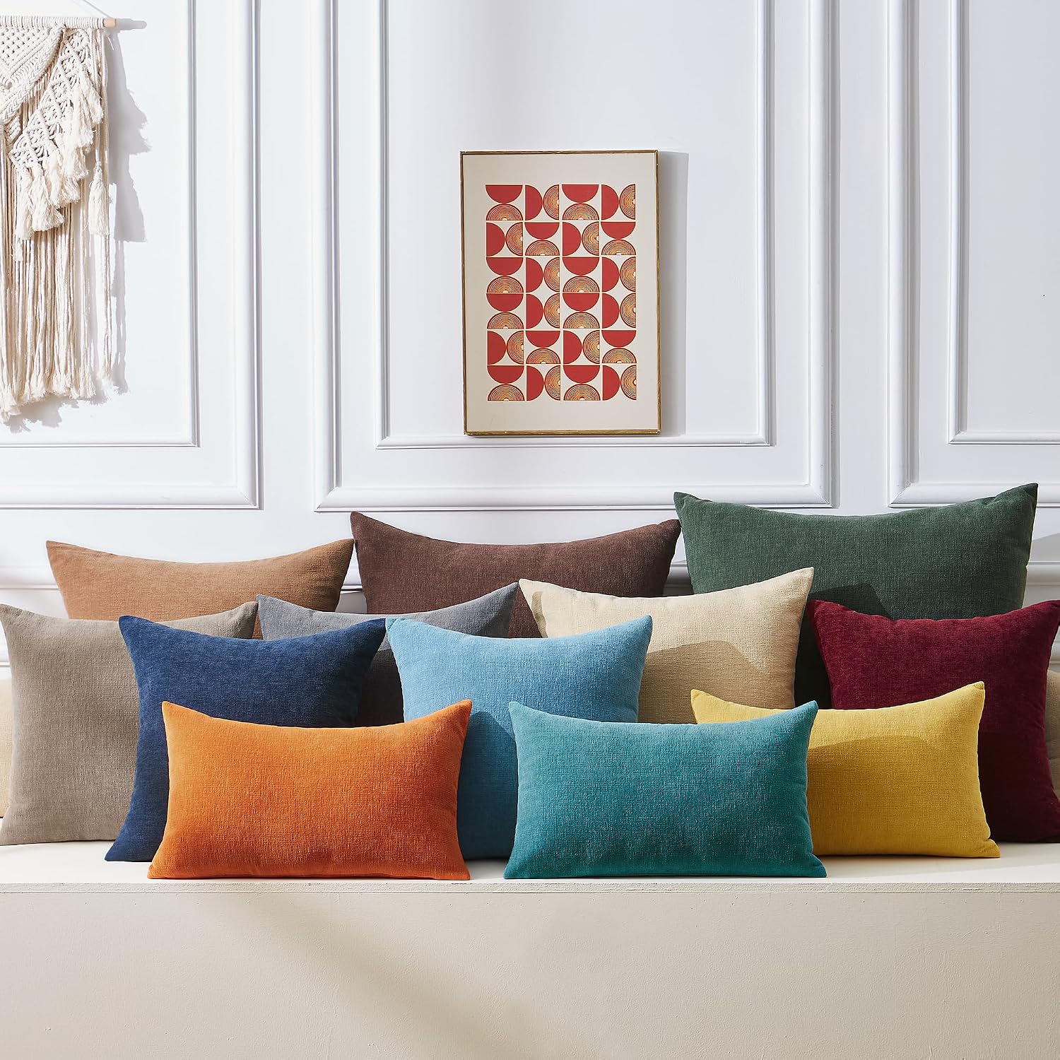 Gawamay Decorative Square Throw Pillow Covers 18"x18" Inch Set of 4, Super Soft Chenille Pillows Cover Pillowcase for Living Room Bedroom S…