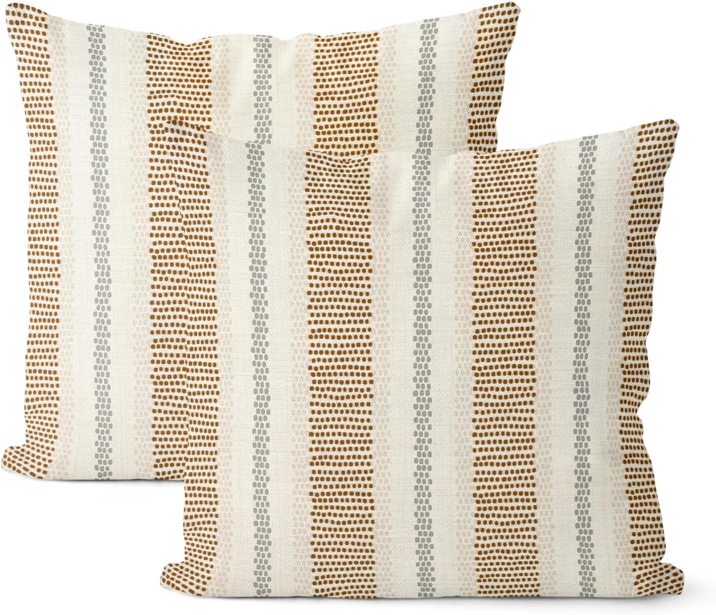Brown Grey Gray Outdoor Pillow Covers 18x18 Set of 2 Boho Polka Dot Striped Throw Pillows Abstract Modern Geometry Decorative Pillow…