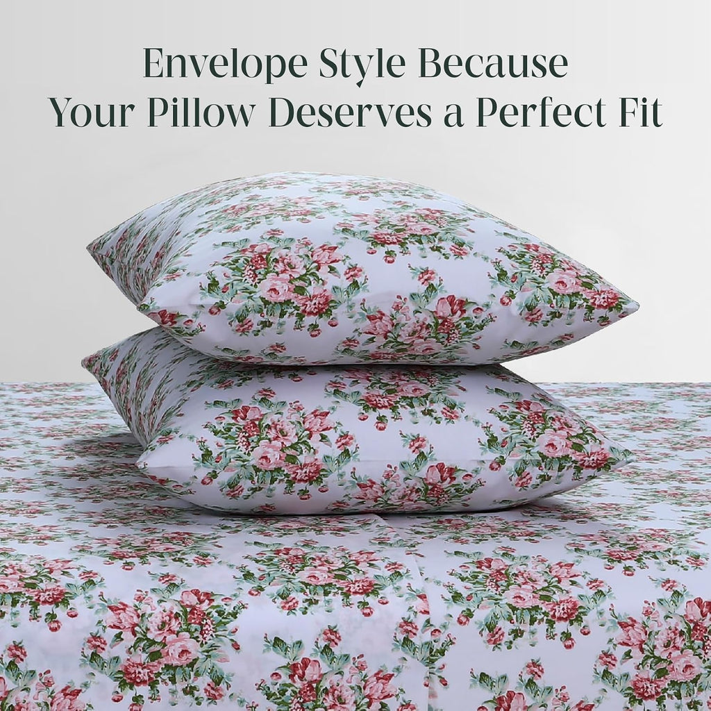 FEATHER & STITCH NEW YORK 100% Cotton 2 Piece Queen Pillow Cases, 300TC Ultra-Soft Pillowcases with Envelope Closure, Wrinkle- Fade…