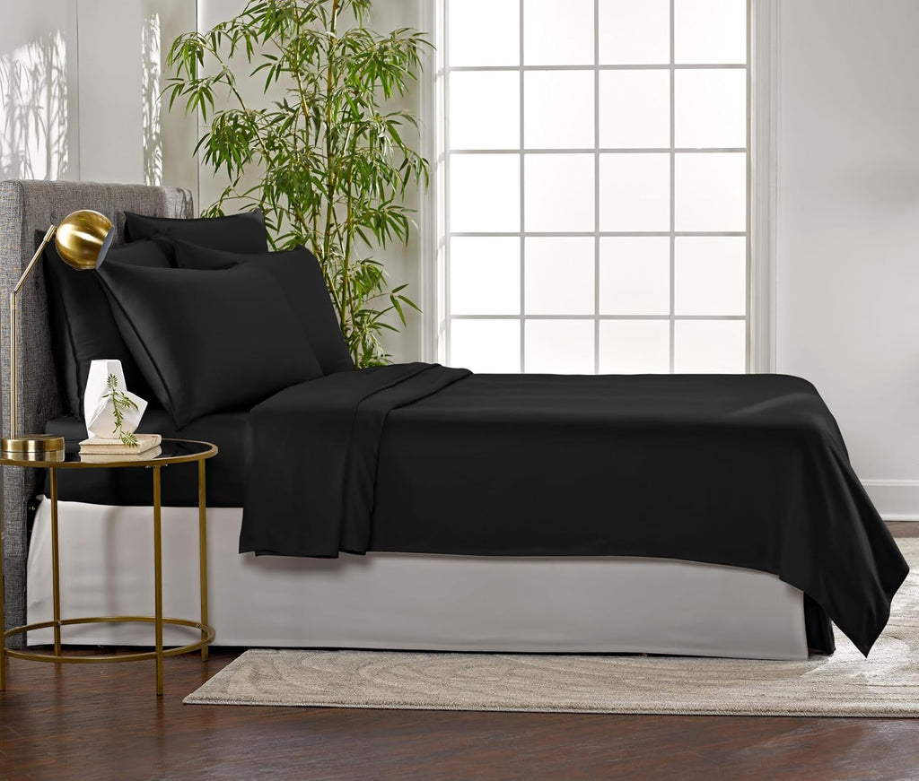 PureBamboo Pure Bamboo Twin Sheets, Genuine 100% Organic Viscose Derived from Bamboo Bed Sheet Set, Luxuriously Soft & Cooling, Double Stit…