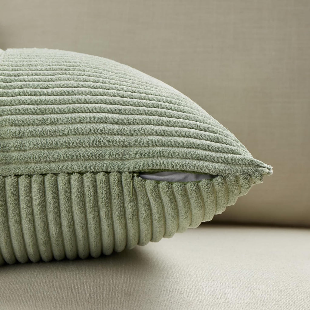 Fancy Homi 2 Packs Sage Green Decorative Throw Pillow Covers 16x16 Inch for Living Room Couch Bed, Rustic Farmhouse Boho Home Decor, Soft…