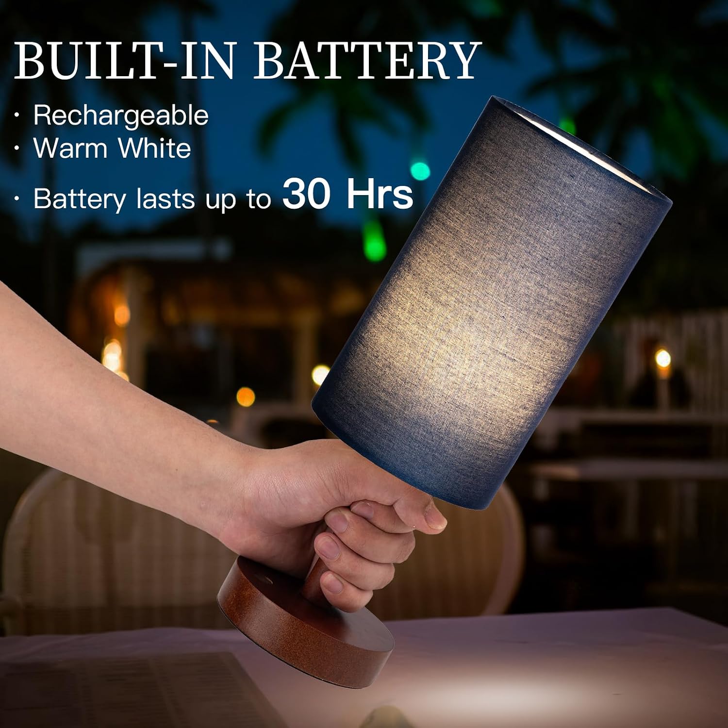 LALISU Small Table Lamp Nightstand Lamp Linen Lampshade Bedroom Wood Base Small Bedside Lamp for Night Stands, Desk Lamps for Reading…