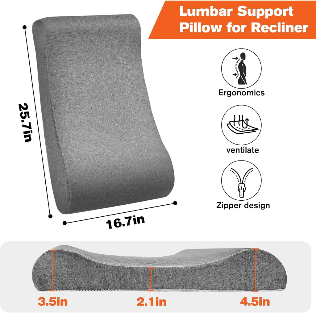 JZHLLA Recliner Neck and Lumbar Support Cushion for Recliner Couch & Glider Chair, Ergonomic S-Shaped Backrest Pillow, Breathable…