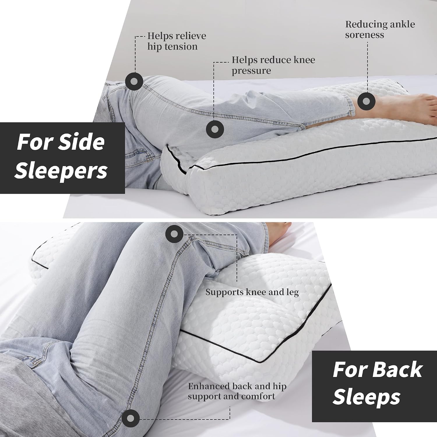 BALAPET Shredded Memory Foam Knee Pillow for Side Sleepers, Pillow Between Legs for Aligns Spine, Supportive Leg Pillow for Pregnancy…