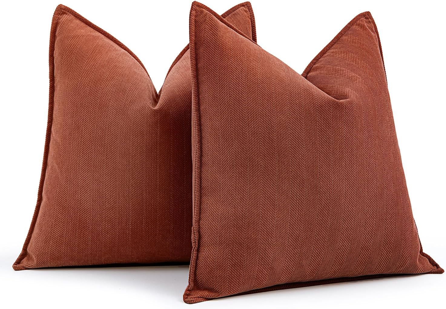 MIULEE Pack of 2 Rust Decorative Pillow Covers 18x18 Inch Soft Chenille Luxurious Couch Throw Pillows Farmhouse Cushion Covers with…