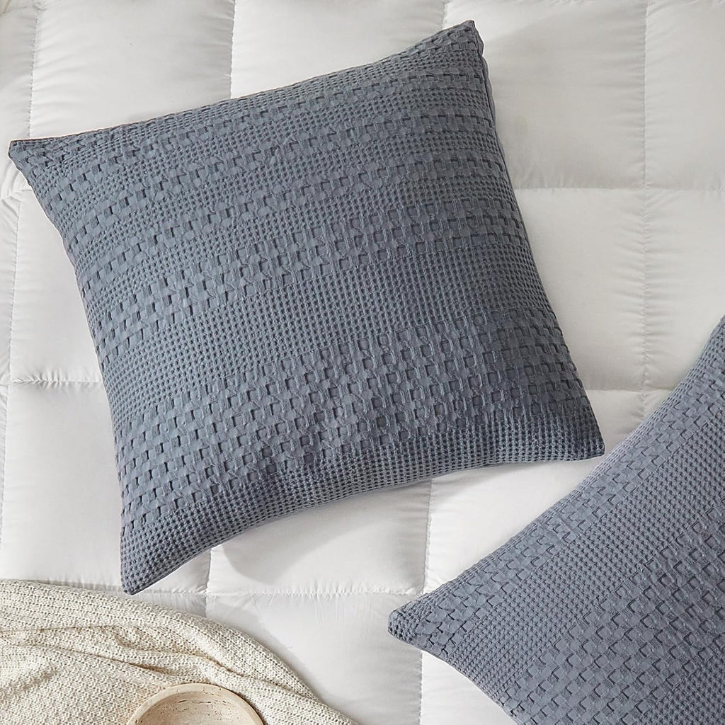 Warmdern 100% Cotton Waffle Weave Throw Pillow Sham, 2 Pack Standard Square Sham 20" x 20" Bed Pillow Covers, Ultra Soft Bed Pillow Shams C…