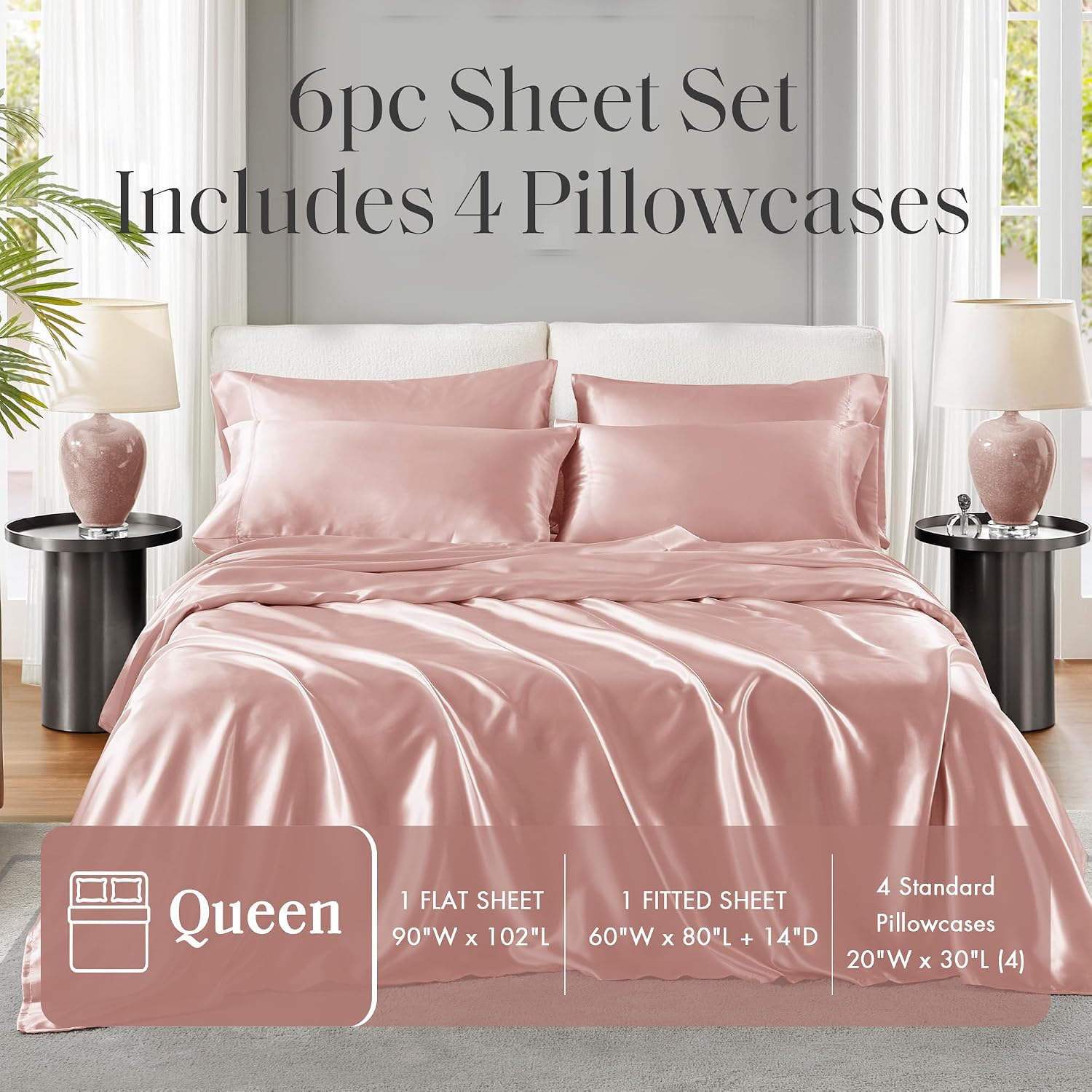 Madisonpark Madison Park Essentials Queen Free Luxurious 6 Piece Sheet Set MPE20-773