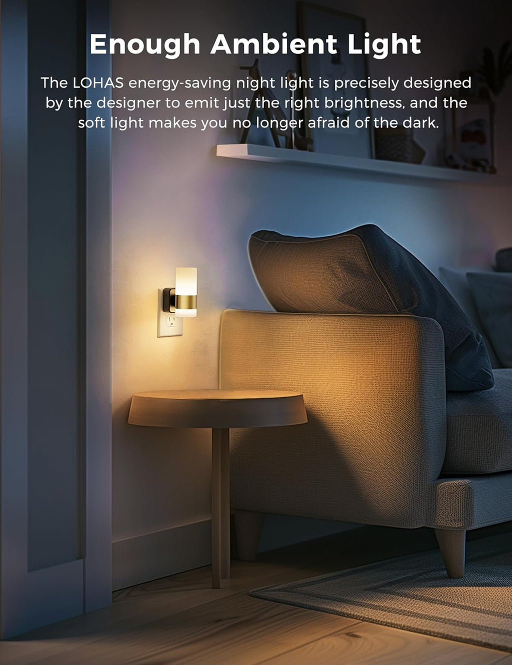 L LOHAS LED Dimmable Night Light 2 Pack, Dusk to Dawn Sensor, Support 0-100 Lumen Brightness Ajdustable, 3000K Soft White