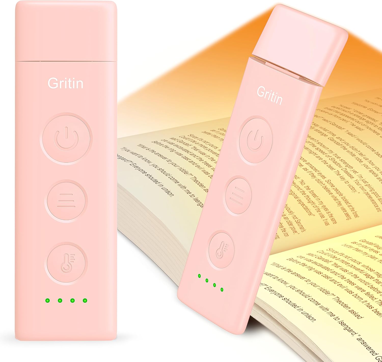 Gritin Book Light Rechargeable, Eye Caring 3-Color & 5-Brightness Clip on LED Reading Light for Books in Bed- Stepless Dimming, Long…