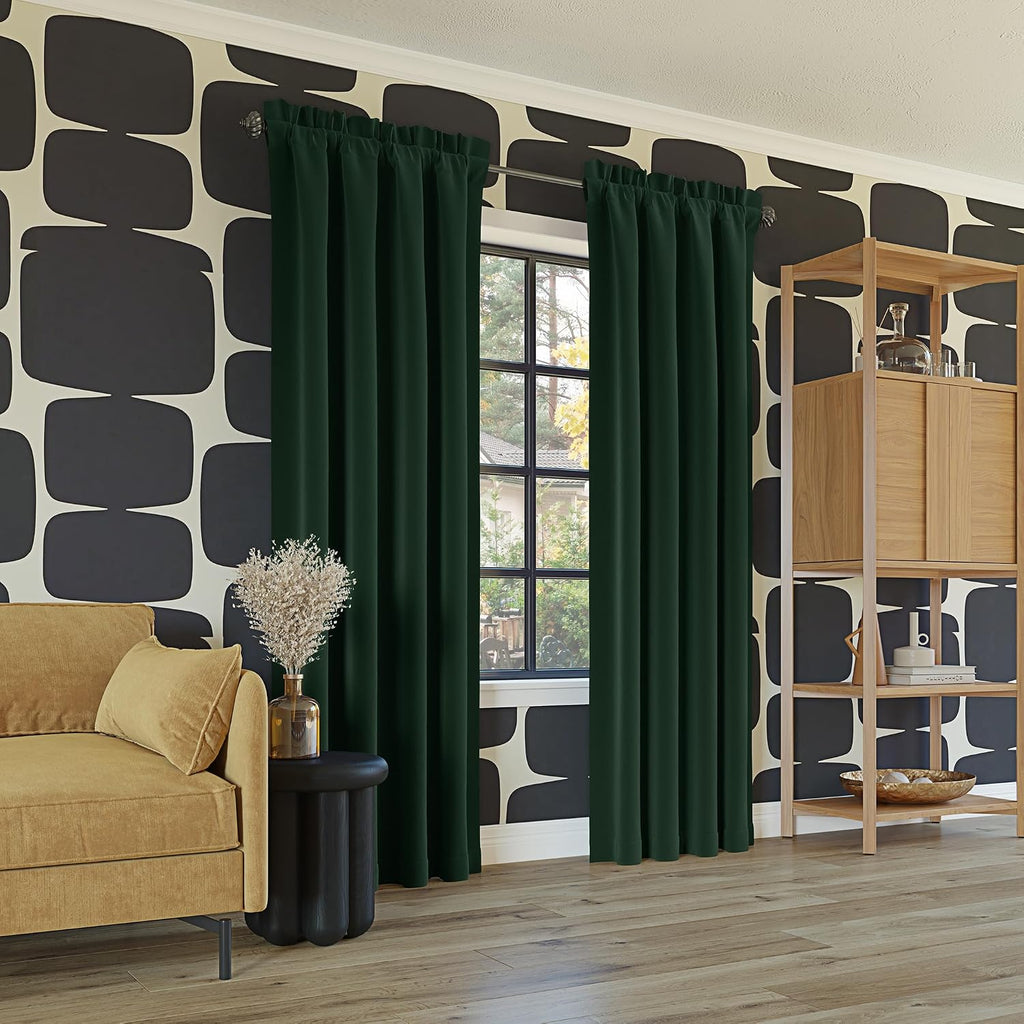 Sun Zero Oslo Theater Grade Extreme 100% Blackout Rod Pocket Curtain Panel, 52" x 84", Evergreen
