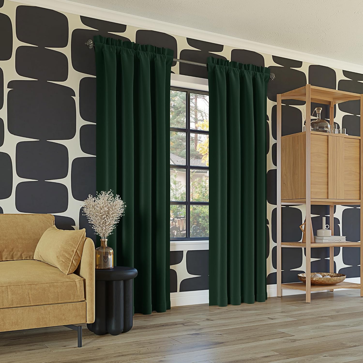 Sun Zero Oslo Theater Grade Extreme 100% Blackout Rod Pocket Curtain Panel, 52" x 95", Evergreen