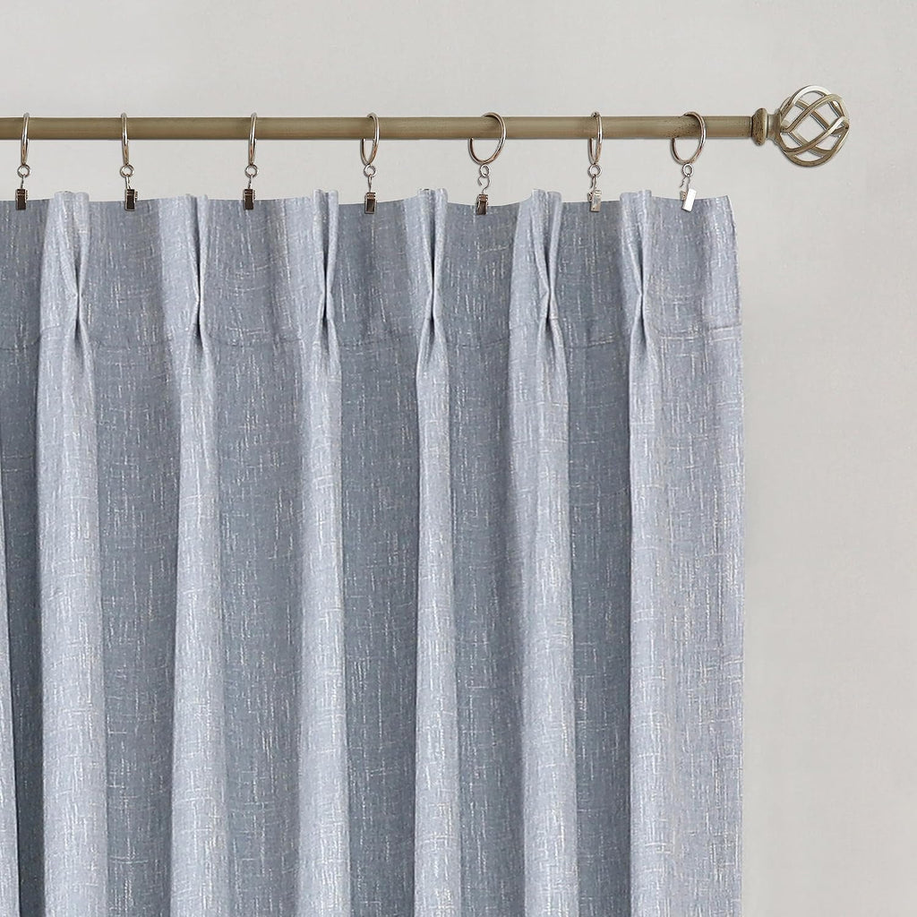VisionHome Vision Home Chambray Blue Full Blackout Curtains Pinch Pleated Room Darkening Window Curtains 63 inch for Living Room Bedroom Th…